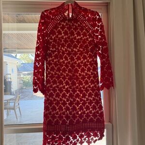 Shoshanna Red Lace Dress